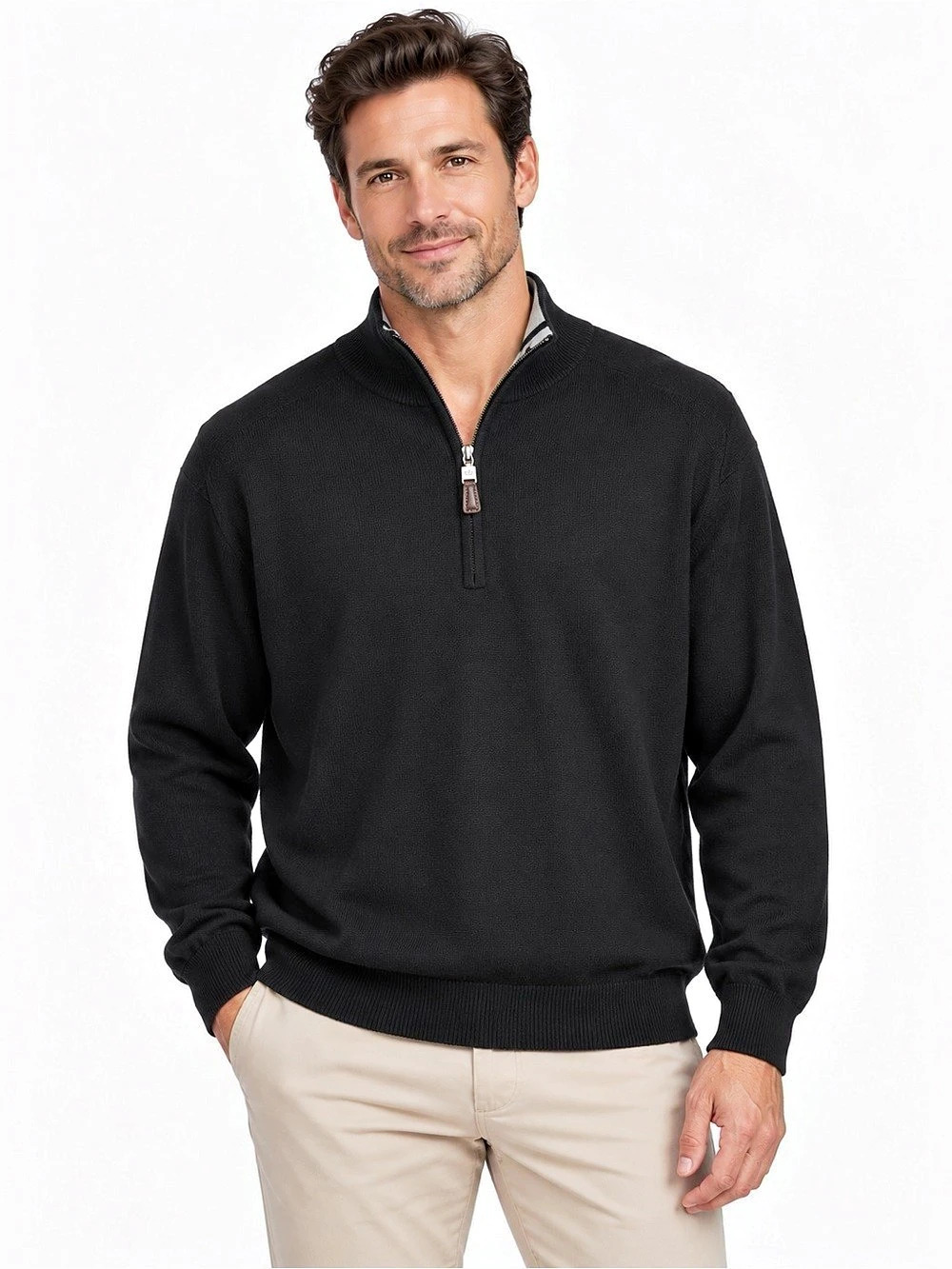 Peter Millar Sweater Mens XL black Merino Wool Silk Quarter Zip Golf